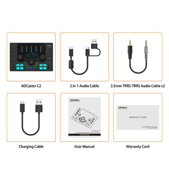 COMICA ADCaster C2 Podcasting/ Recording/ Streaming Multi-functional Audio Interface