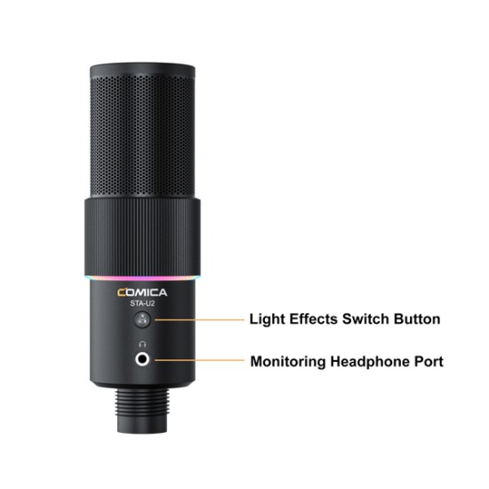 COMICA STA-U2A RGB Cardioid Condenser USB Microphone Kit (Black)
