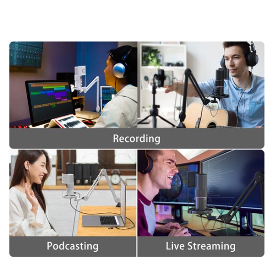 COMICA STA-U2A RGB Cardioid Condenser USB Microphone Kit (Black)