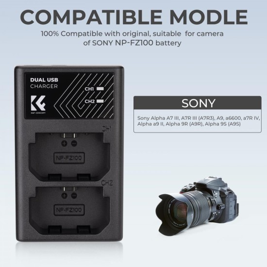 K&F Concept NP-FZ100 Dual Battery Charger K&F Concept NP-FZ100 Dual Battery Charger