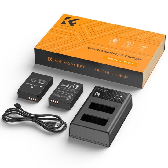 K&F Concept LP-E12 Battery Pack - 2 Batteries + Dual Charger K&F Concept LP-E12 Battery Pack - 2 Batteries + Dual Charger