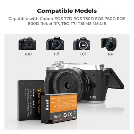 K&F Concept LP-E17 Battery Pack - 3 Batteries + Tripple Charger K&F Concept LP-E17 Battery Pack - 3 Batteries + Tripple Charger