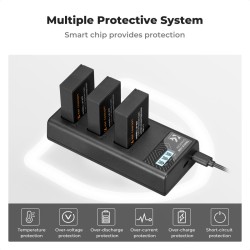 K&F Concept LP-E17 Battery Pack - 3 Batteries + Tripple Charger