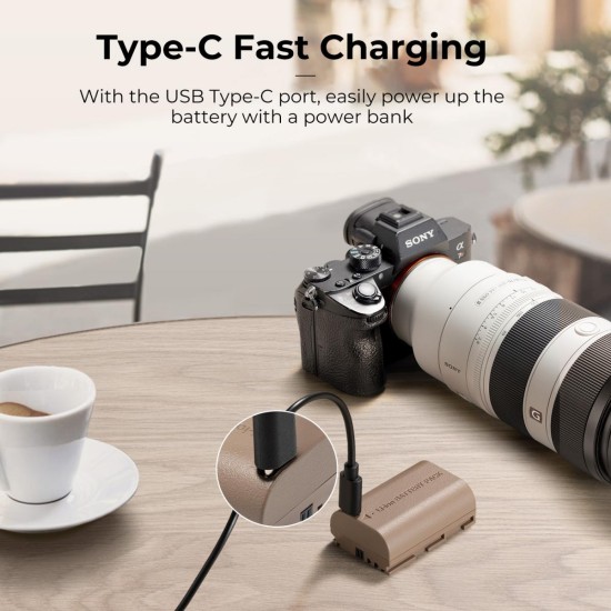 K&F Concept LP-E6NH Battery 2250mAh with USB Type C Charging Port