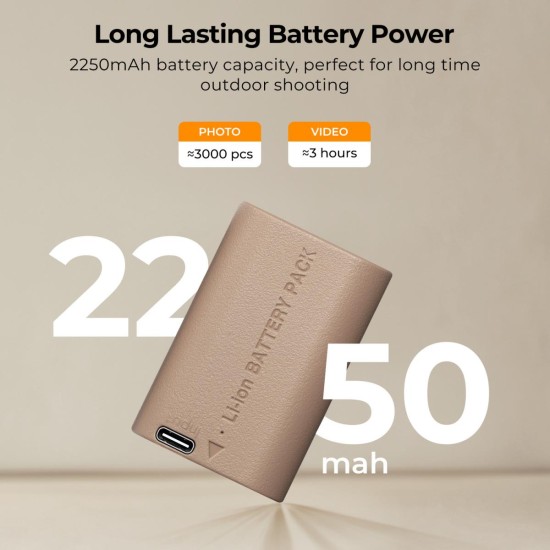 K&F Concept LP-E6NH Battery 2250mAh with USB Type C Charging Port