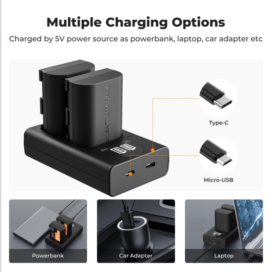 K&F Concept LP-E6P (2400mAh) Dual Pack- 2 Batteries and Dual Slot USB Charger K&F Concept LP-E6P (2400mAh) Dual Pack- 2 Batteries and Dual Slot USB Charger