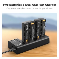K&F Concept NP-F550 Battery 2 Pack with Dual Slot Charger