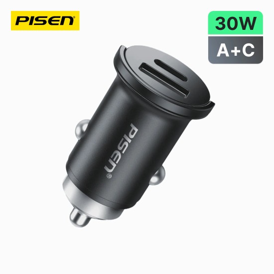 PISEN Quick Mini Car Charger USB-C+USB-A 20W (TP-C77)