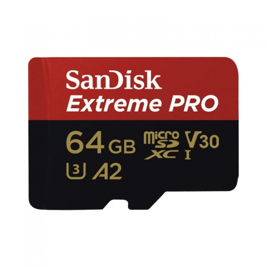 SanDisk 64GB Extreme Pro Micro SD Card + Adapter for Gopro & Drones
