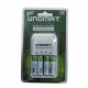 UNOMAT AA Battery Charger + 4 Batteries (Compatible with Camcorders)