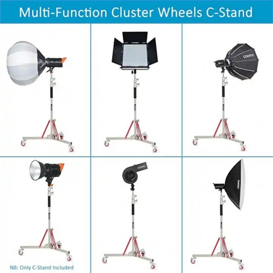 Stainless Steel C Stand Pro 3.2m heavy duty light stand with dolly slider