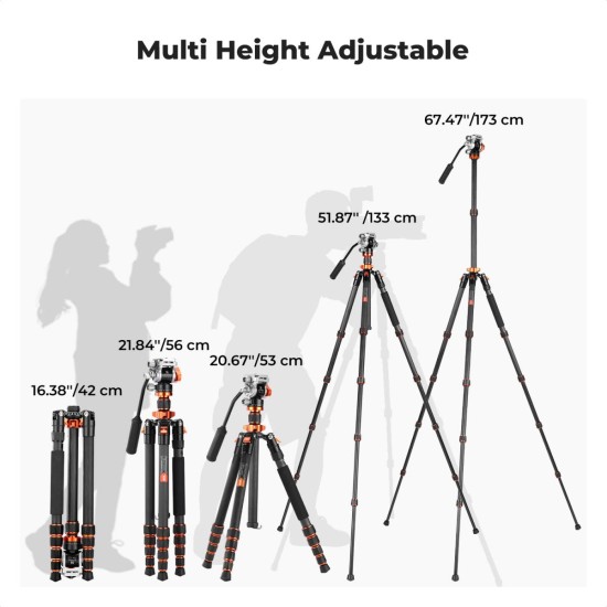 K&F Concept Carbon Fiber Camera Tripod with Hydraulic Head
